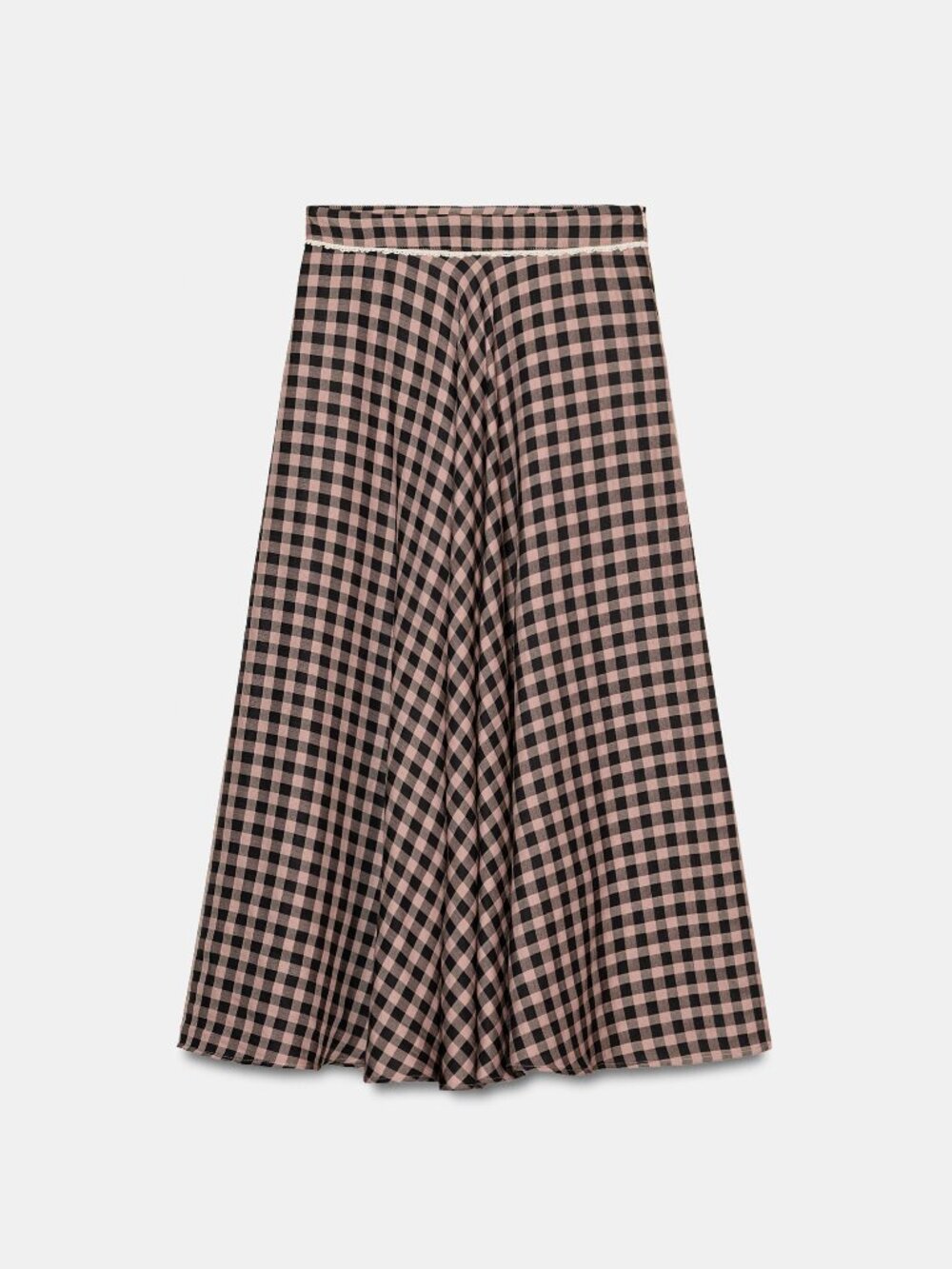 Zara Brown Gingham Midi Skirt Size XS